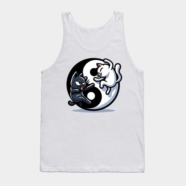 Ying Yang Fighting Cats Tank Top by Shawn's Domain
